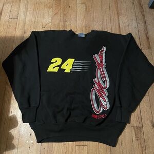 Hanes Black Crewneck Sweater with Yellow and Red Graphic